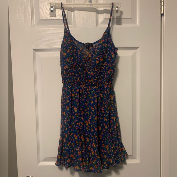 Blue dress with colorful flowers, worn once - Picture 1 of 2